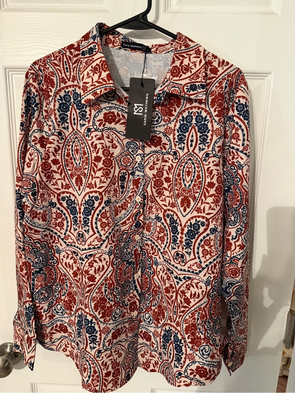 Saint Matthews Paisley Button-Down Shirt - Red, Navy & Cream